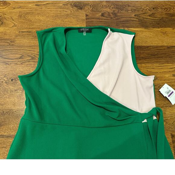 Casper Women's Color Block Knee Length Dress Green/Pink Size XXL NWT - Picture 3 of 7